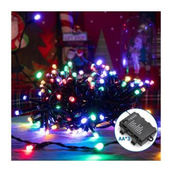 B.V. -LED Kültéri karácsonyi fényfüzér 200×LED / 8 funkcióval, 3×AA elemmel, 10,3m, IP44, többszínű B10303K2Q kép