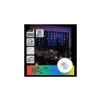 B.V. - Kültéri LED karácsonyi fényfüzér 300xLED/8 funkciós 3xAA 18x06m IP44 többszínű B10303K45 kép