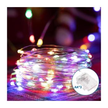 B.V. - LED kültéri karácsonyi fényfüzér 50 LED/8 üzemmód 3×AA 5,3 m IP44 többszínű B10303K1F kép