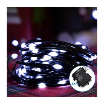 B.V. - LED kültéri karácsonyi fényfüzér, 50xLED / 8 világítási mód, 3xAA, 5,3m, IP44, hideg fehér B10303K1L kép