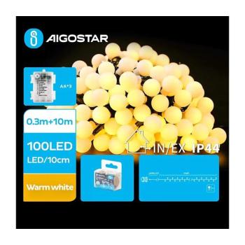 B.V. - LED kültéri fényfüzér 100xLED/3xAA/8 világítási mód 10,3 m IP44 meleg fehér B10303K4H kép