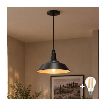 B.V. - LED csillár kábellel 1xE27/60W/230V átm. 36 cm fekete B10305MO9 kép