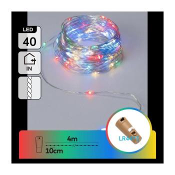 B.V. - LED dekorációs fényfüzér palackdugóval 40xLED/3xLR44 4m többszínű B10303AFXC kép