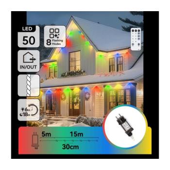 B.V. - LED dimmelhető kültéri karácsonyi fényfüzér 50xLED/8 funkciós 20 m IP44 többszínű + távirányító B10303ACXS kép