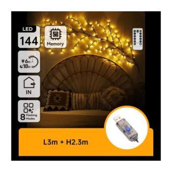 B.V. - LED Fali dekoráció 144xLED/5W/5V meleg fehér B10303Y20 kép