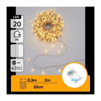 B.V. - LED karácsonyi fényfüzér 20xLED/3xAA 2,3 m meleg fehér B10303KQ9 kép