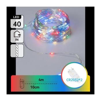 B.V. - LED karácsonyi fényfüzér 40xLED/2x3V 4m többszínű B10303K12 kép