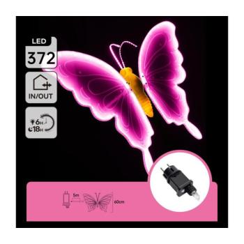 B.V. - LED kültéri dekoráció 372 db LED 60 cm IP44 pillangó/rózsaszín B10303AGGN kép