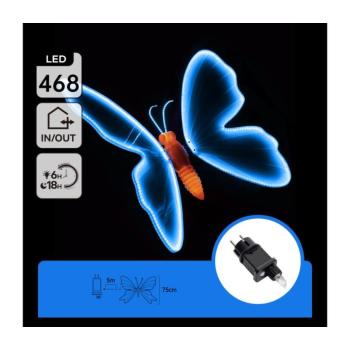 B.V. - LED kültéri dekoráció 468xLED 75 cm IP44 pillangó/kék B10303AGGK kép