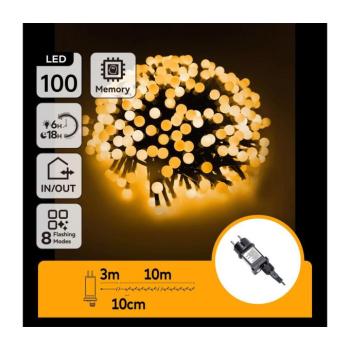 B.V. - LED kültéri dekorációs fényfüzér 100xLED/3,6W/230V/8 funkciós 10m IP44 meleg fehér B103031OK kép