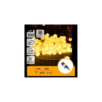 B.V. - LED kültéri dekorációs fényfüzér 100xLED/3,6W/230V/8 üzemmód 10m IP44 meleg fehér B103031RL kép