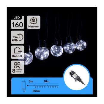 B.V. - LED kültéri dekorációs fényfüzér 160xLED/3,6W/230V 10m IP44 hideg fehér B103031R1 kép
