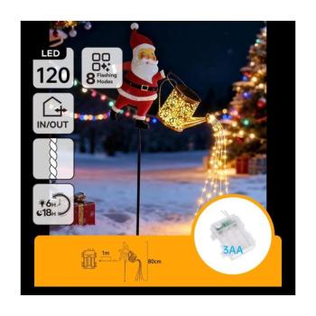B.V. - LED kültéri karácsonyi dekoráció 120xLED/3xAA/8 funkció 80 cm IP44 Santa/meleg B10303AGPN kép