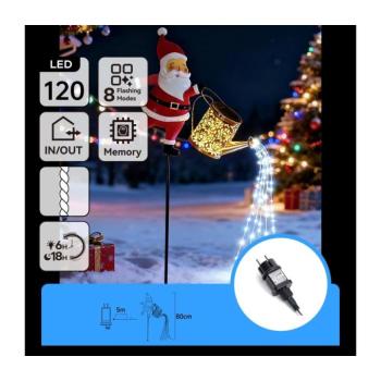 B.V. -LED Kültéri karácsonyi dísz 120xLED/8 funkció 80 cm IP44 Santa/hideg fehér B10303AGPR kép