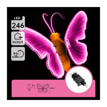B.V. - LED Kültéri karácsonyi dísz 234xLED IP44 rózsaszín pillangó B10303AGGM kép