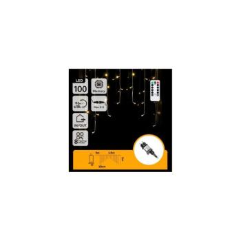 B.V. - LED kültéri karácsonyi fényfüzér 100xLED/6W/230V/8 üzemmód 1,5x1m IP44 meleg fehér+távirányító B10303S7G kép
