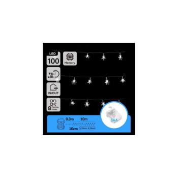 B.V. - LED kültéri karácsonyi fényfüzér 100xLED/8 funkció 3xAA 10 m IP44 hideg fehér B10303K53 kép