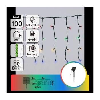 B.V. - LED kültéri karácsonyi fényfüzér 100xLED/8 funkciós 8x0,4m IP44 többszínű B10201JF9 kép