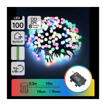 B.V. - LED kültéri karácsonyi fényfüzér 100xLED/8 üzemmód 10,3 m IP44 többszínű B10303K5O kép