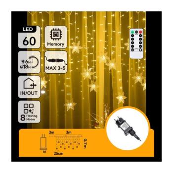 B.V. - LED kültéri karácsonyi fényfüzér 120xLED/6W/230V/8 funkció 3x0,7m IP44 meleg fehér+távirányító B10303S77 kép