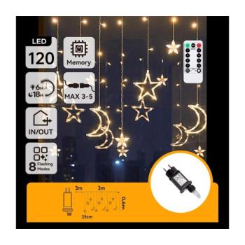 B.V. - LED kültéri karácsonyi fényfüzér 120xLED/6W/230V/8 funkciós 3x0,6m IP44 meleg fehérDO B10303S6U kép