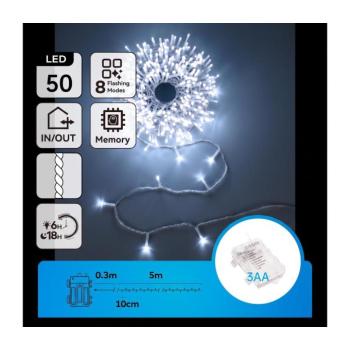 B.V. - LED kültéri karácsonyi fényfüzér 150xLED/8 világítási mód 3xAA 5,3m IP44 kék B10303K26 kép