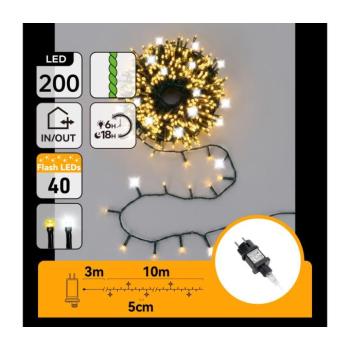 B.V. - LED kültéri karácsonyi fényfüzér 160xLED+40xLED 13m IP44 meleg+hideg fehér B10303ADJO kép