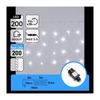 B.V. - LED kültéri karácsonyi fényfüzér 200 LED 8×0,4 m IP44 hideg fehér B10303AFOK kép