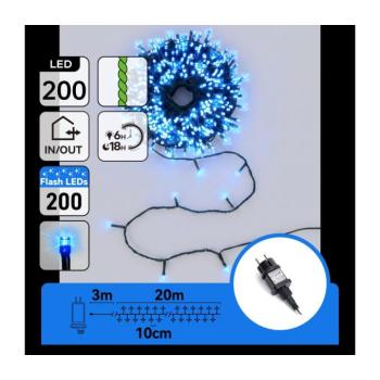 B.V. - LED kültéri karácsonyi fényfüzér 200xLED 23m IP44 kék B10303AFNW kép