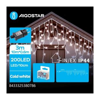 B.V. - LED kültéri karácsonyi fényfüzér 200xLED/8 funkció 13x0,6m IP44 hideg fehér B103031QD kép