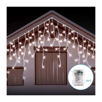 B.V. - LED kültéri karácsonyi fényfüzér 200xLED/8 funkciós 13x0,6m IP44 hideg fehér B10303K41 kép