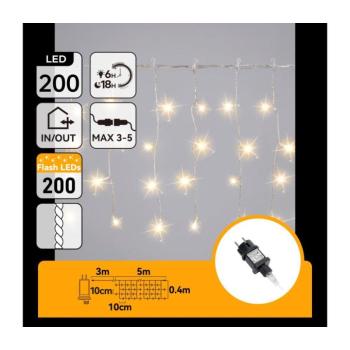 B.V. - LED kültéri karácsonyi fényfüzér 200xLED 8x0,4m IP44 meleg fehér B10303AFOJ kép