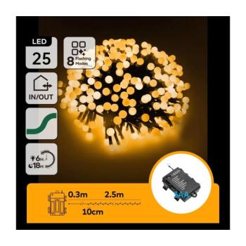 B.V. - LED kültéri karácsonyi fényfüzér 25xLED/8 funkciós 3xAA 2,8m IP44 meleg fehér B10303K5G kép