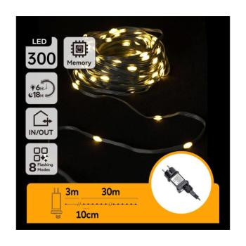 B.V. - LED kültéri karácsonyi fényfüzér 300xLED/8 üzemmód 33m IP44 meleg fehér B103031S7 kép