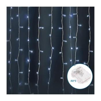 B.V. -LED Kültéri karácsonyi fényfüzér 300xLED/8 üzemmód 3xAA 6x2m IP44 hideg fehér B10303K3J kép