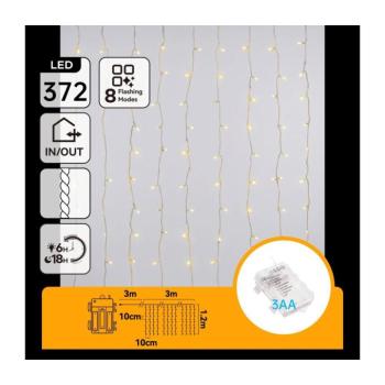 B.V. - LED Kültéri karácsonyi fényfüzér 372xLED/8 világítási mód 3xAA 6x1,2m IP44 meleg fehér B10303AFQC kép