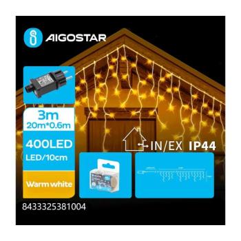 B.V. - LED Kültéri karácsonyi fényfüzér 400xLED/8 funkció 23x0,6m IP44 meleg fehér B103031QN kép
