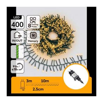 B.V. - LED kültéri karácsonyi fényfüzér 400xLED/8 üzemmód 13m IP44 meleg fehér B10303JS4 kép