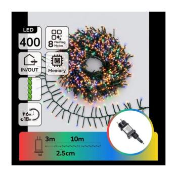 B.V. - LED kültéri karácsonyi fényfüzér 400xLED/8 üzemmód 13m IP44 többszínű B10303JT2 kép