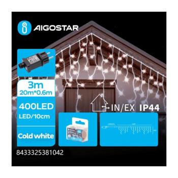 B.V. - LED kültéri karácsonyi fényfüzér 400xLED/8 üzemmód 23x0,6m IP44 hideg fehér B103031QF kép