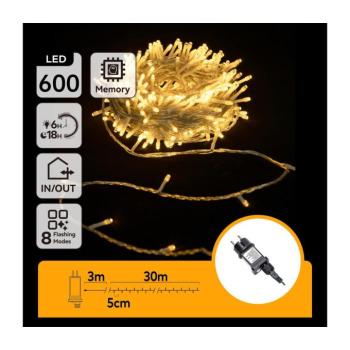 B.V. - LED kültéri karácsonyi fényfüzér 600xLED/6W/230V 30m IP44 meleg fehér B10303ABMA kép