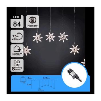 B.V. - LED kültéri karácsonyi fényfüzér 84xLED/230V 1,2x1m IP44 hideg fehér hópehely B10303ABGM kép