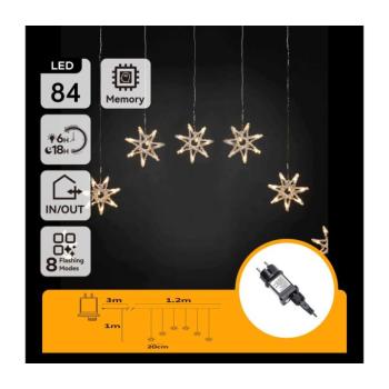 B.V. - LED kültéri karácsonyi fényfüzér 84xLED/230V 1,2x1m IP44 meleg fehér hópelyhek B10303ABGL kép