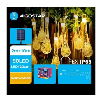 B.V. LED napelemes dekorációs lánc 50 LED, 8 funkció, 12m, IP65, meleg fehér B10201JF1 kép