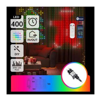 B.V. - LED RGBY Dekorációs fényfüzér 400xLED/15W/230V 1x1m IP44 + távirányító S10302S6C kép
