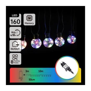 B.V. - LED RGBY Kültéri dekorációs fényfüzér 160xLED/3,6W/230V 10m IP44 B103031R3 kép
