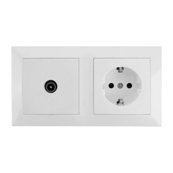 B.V. - TV- és SCHUKO 230V aljzat kerettel, fehér B20101LVB kép