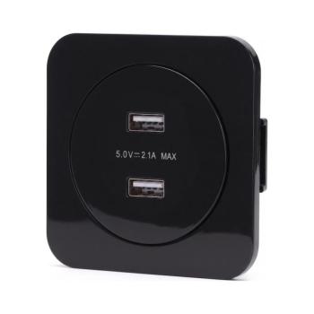 B.V. - USB tápaljzat kerettel 2x USB-A fekete AI2773+AI2772 kép