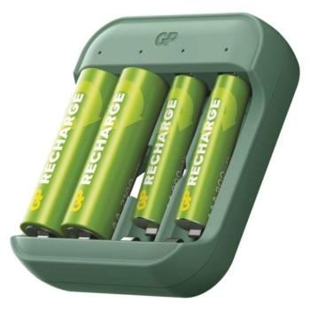 B423 akkumulátortöltő + 2× AA GP Recharge 2100 mAh + 2× AAA GP Recharge 800 mAh, B50439 kép