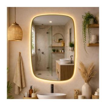 Baltica Design-LED Tükör háttérvilágítással STONE CALM 15W/230V 2700K 90x60 cm IP65 arany 5904107932675 kép